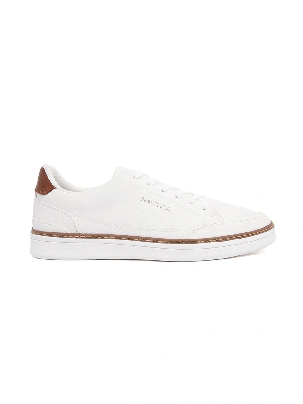 New NIB Nautica Men's Jaro White Sneaker shoes  w Brown Accent Sz 11 $65